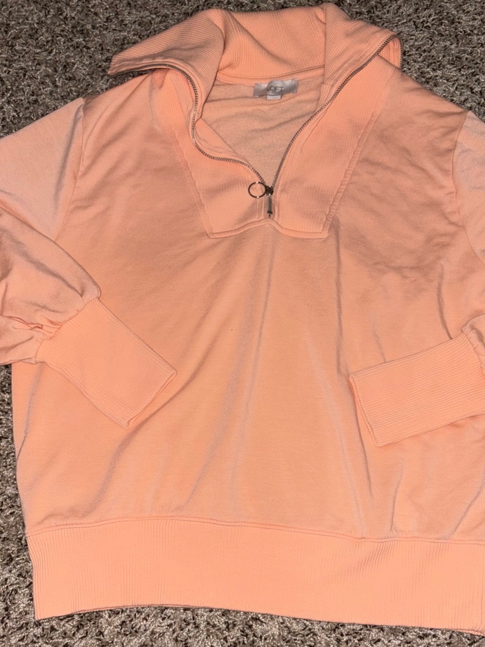 LOFT Peach Quarter-Zip Pullover Sweatshirt